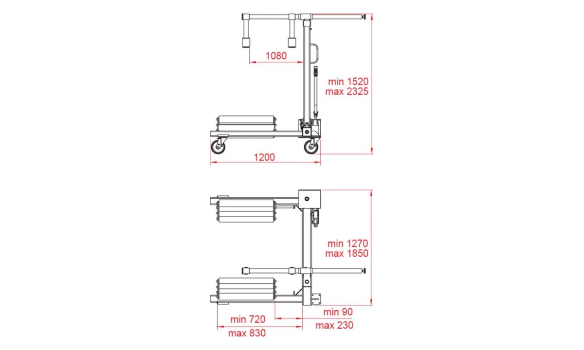  KraftWell KRW-WD15 Тележка гидравлическая г/п 1500 кг. для снятия колес грузовых автомобилей и сельхозтехники. (1)