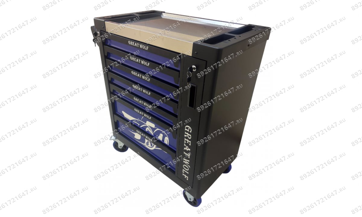  Инструментальная тележка GW-8ST BLUE Great Wolf (8 ящиков, центральный замок, колеса с блокировкой, усиленная) (1)