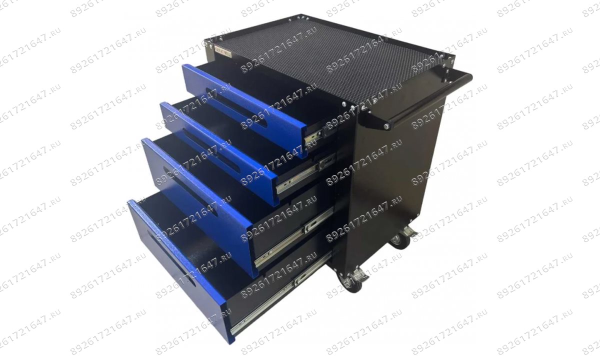  Инструментальная тележка GWT-B4 Great Wolf 4 ящика, колеса с тормозом, синяя (1)