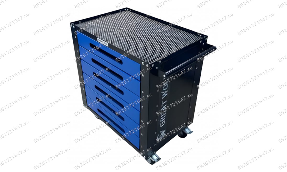 Инструментальная тележка GWT-B6 (6 ящиков, колеса с тормозом, синяя) (0)