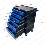  Инструментальная тележка GWT-B6L (6 ящиков, центральный замок, колеса с тормозом, синяя) мни (2)
