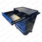  Инструментальная тележка GWT-B6L (6 ящиков, центральный замок, колеса с тормозом, синяя) мни (5)