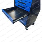  Инструментальная тележка GWT-B6L (6 ящиков, центральный замок, колеса с тормозом, синяя) мни (6)