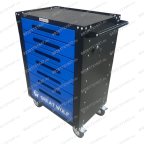  Инструментальная тележка GWT-B7L (7 ящиков, центральный замок, колеса с тормозом, синяя) мни (2)