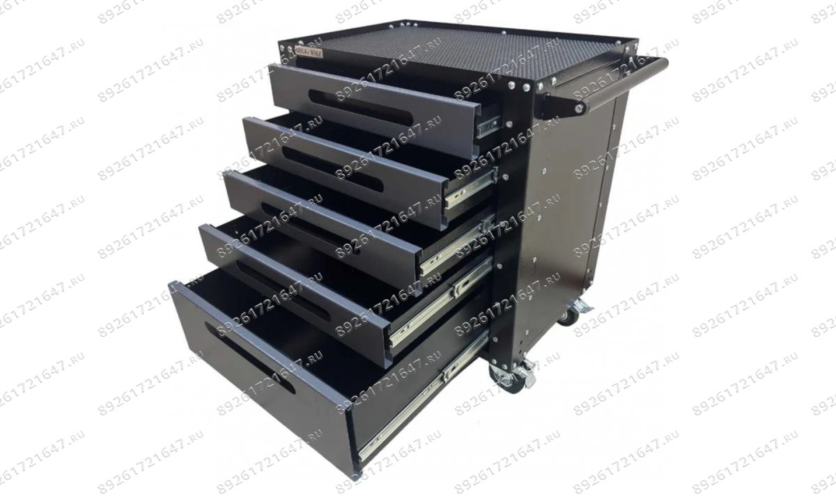  Инструментальная тележка GWT-G5, 5 ящиков, колеса с тормозом, серая, Great Wolf (1)