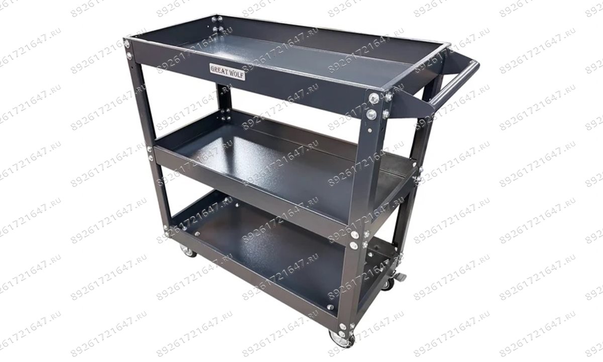  Инструментальная тележка GWT-K3G Great Wolf 3 полки, колеса с тормозом, серая (1)