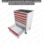  Инструментальная тележка GWT-K6W Great Wolf 6 ящиков, цз, колеса с тормозом, белая мни (4)