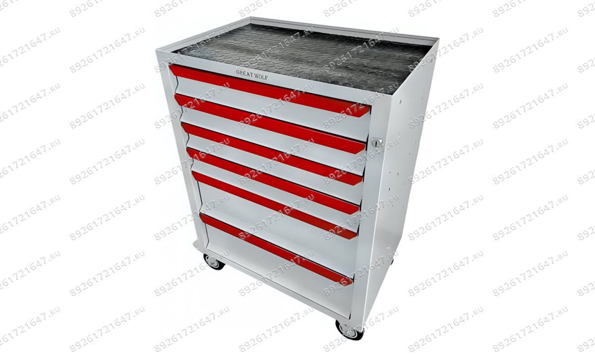  Инструментальная тележка GWT-K6W Great Wolf 6 ящиков, цз, колеса с тормозом, белая (1)