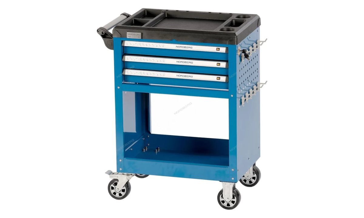  Тележка инструментальная профессиональная 3 полоки+открытый отсек NORDBERG T4N (0)