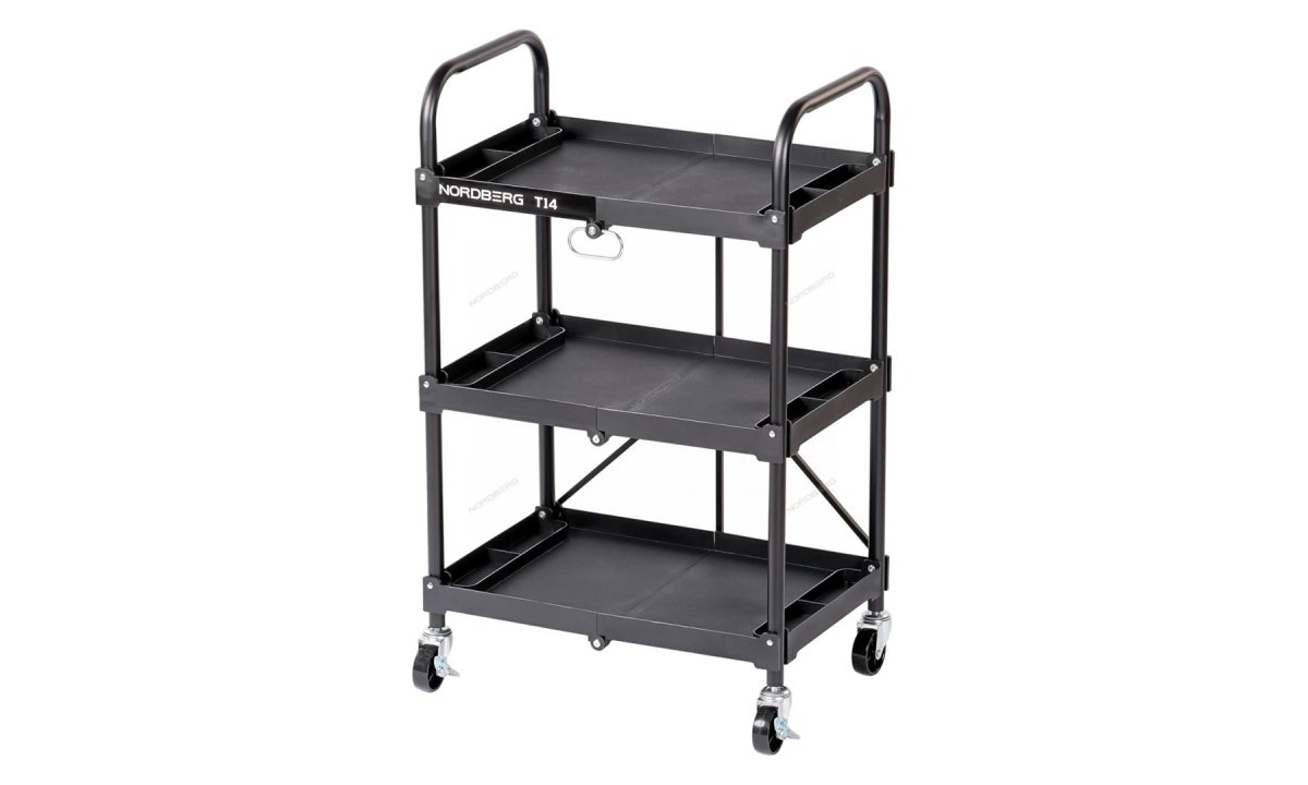  Тележка инструментальная с 3 пластиковыми полками, складная T14 (0)