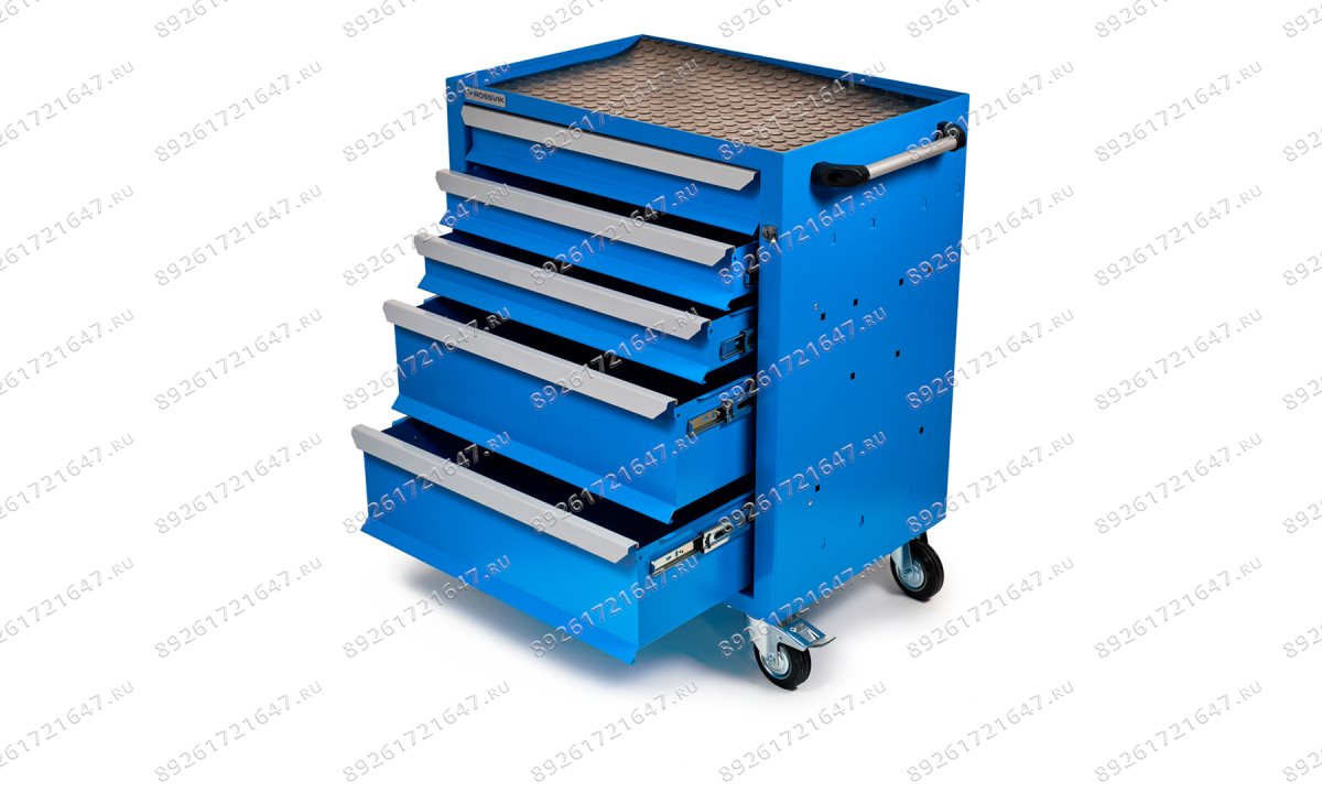  Тележка инструментальная Rossvik T05L-5015, 5 выдвижных ящиков, ц/замок, 670*450*835hмм (1)