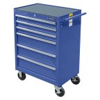  Тележка инструментальная для автосервиса с 6 ящиками, синего цвета мни (0)