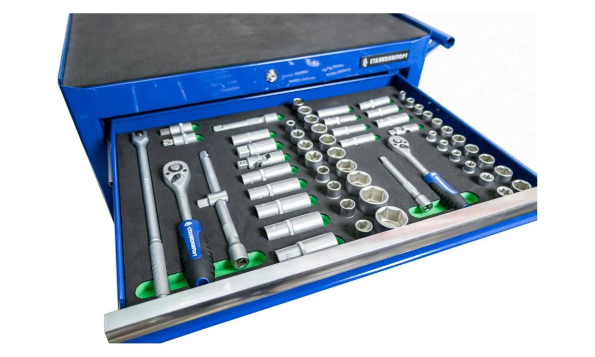  Тележка инстр. СИН на колесах 5 ящ. с инструментом 232 предмета Станкоимпорт BTD-271051CIS blu 232 (0)