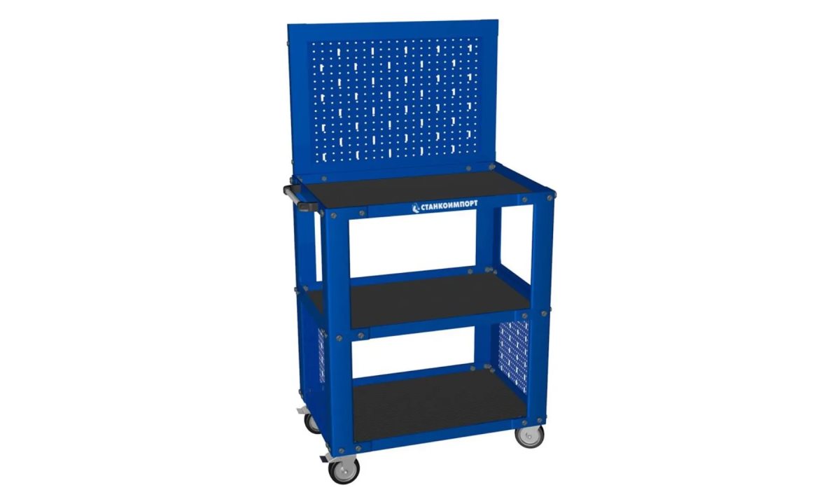  Тележка инструментальная открытая с 3 полками и экраном синего цвета PROFFI T (0)