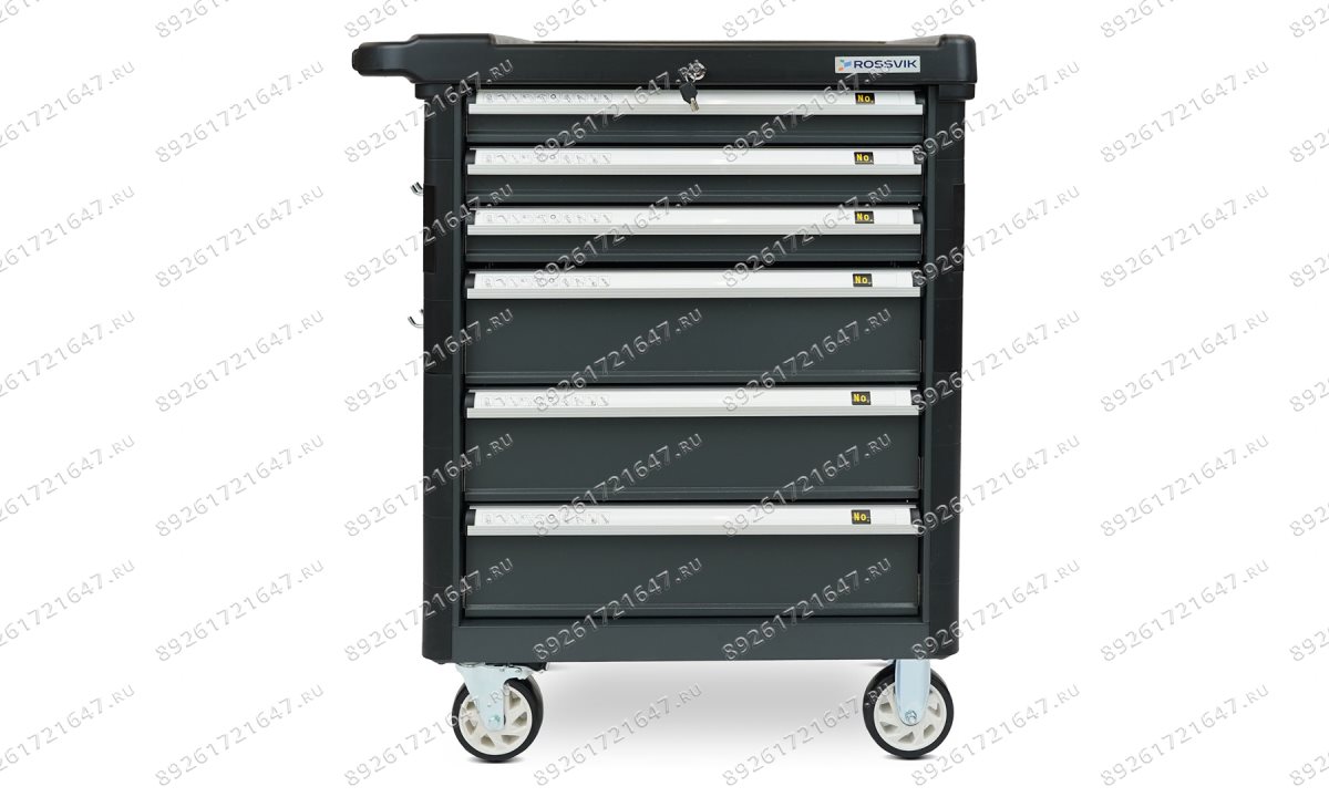  Тележка инструментальная ROSSVIK T006P, 800*500*1000 мм, 6 ящиков, серый (0)