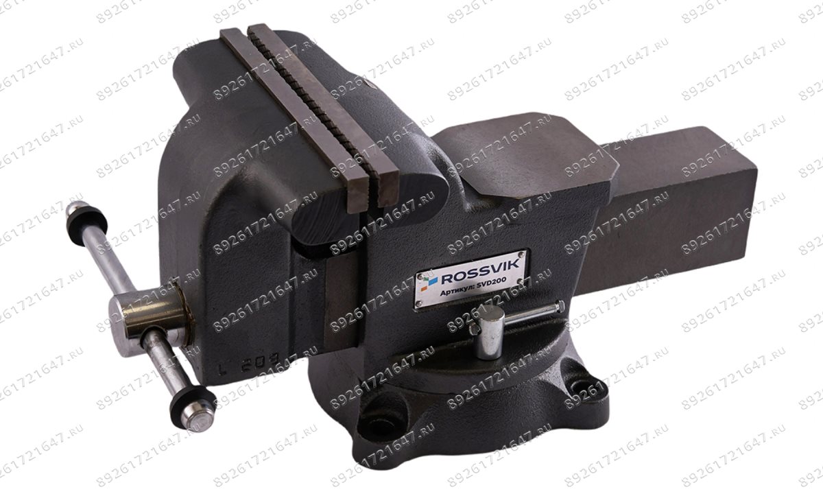 Тиски слесарные ROSSVIK SVD200, 200мм, поворотные, с наковальней (1)