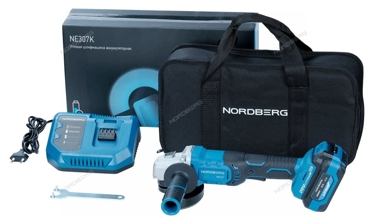  УШМ аккумуляторная, диам. диска 125 мм, 20В, с акк. и зар. уст-вом NE307K (1)