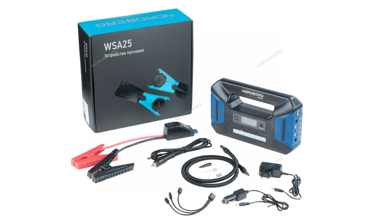 Устройство пусковое портативное 5/12/15V с компрессором, емкость 25 Aч NORDBERG WSA25 (1)