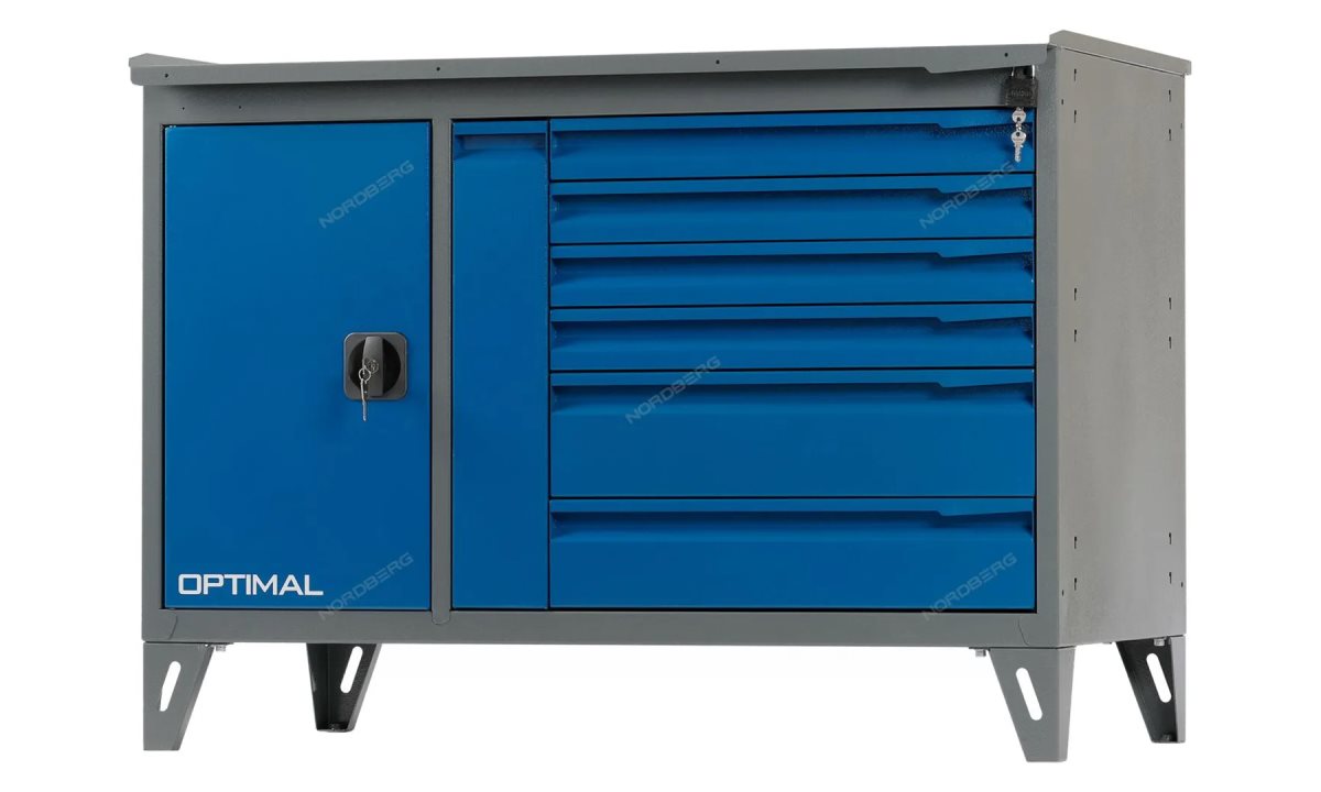  Верстак слесарный 2-х тумбовый, 7 ящиков NW207 (1)