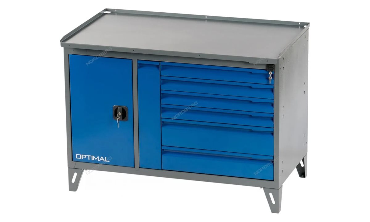  Верстак слесарный 2-х тумбовый, 7 ящиков NW207 (0)