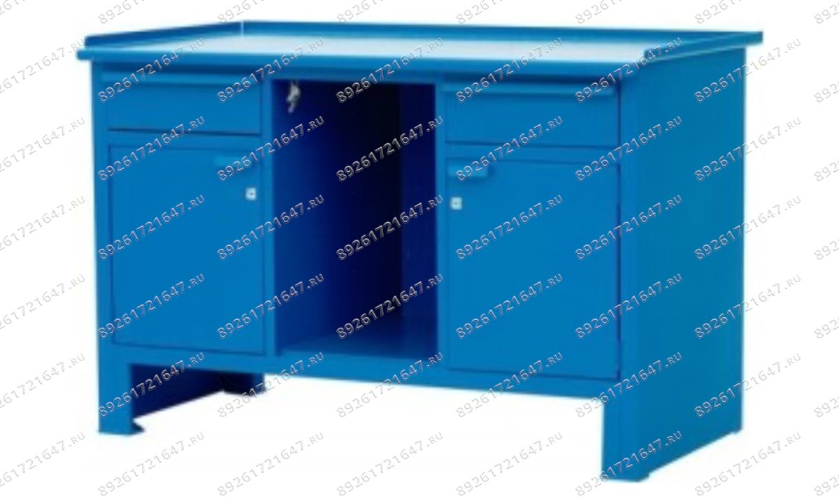  Верстак ВВС-209-3, 2-х тумбовый с нишей, 870*1300*700мм, RAL5010 (0)