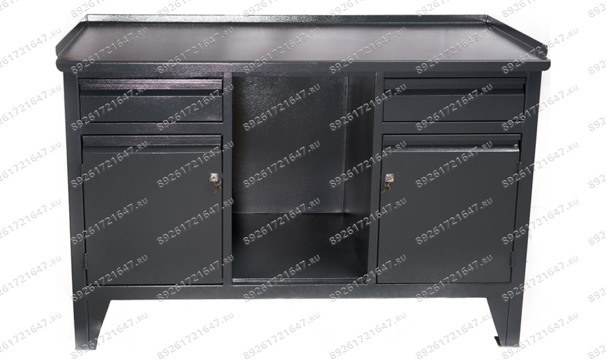  Верстак ВВС-213-3, 2-х тумбовый с нишей, 870*1300*550мм, RAL7016 (1)