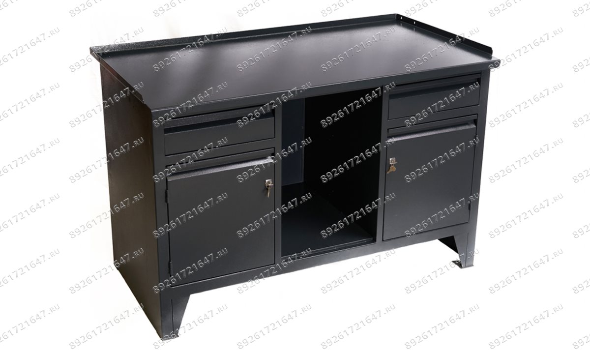  Верстак ВВС-213-3, 2-х тумбовый с нишей, 870*1300*550мм, RAL7016 (0)