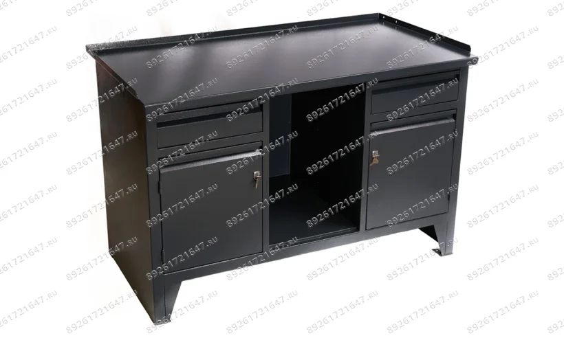 Верстак ВВС-213-3, 2-х тумбовый с нишей, 870*1300*550мм, RAL7016 фото