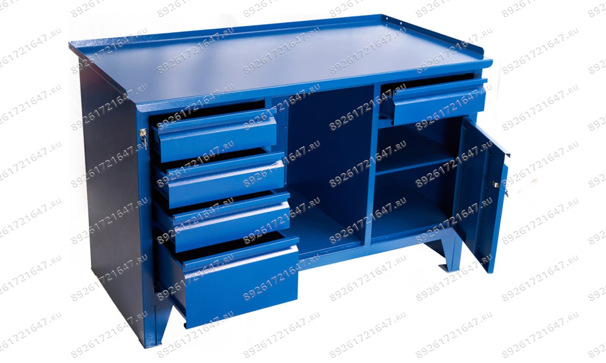  Верстак ВВС-215-3, 2-х тумбовый с нишей, 870*1300*700мм, RAL5010 (1)