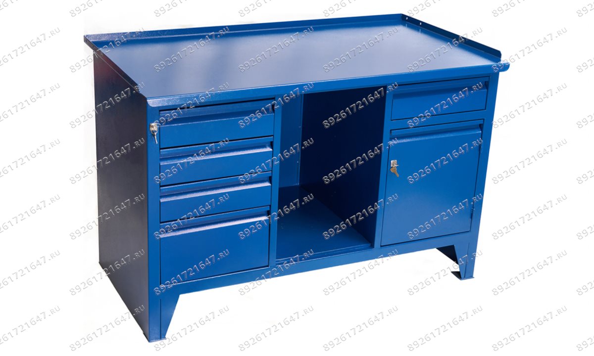  Верстак ВВС-215-3, 2-х тумбовый с нишей, 870*1300*700мм, RAL5010 (0)