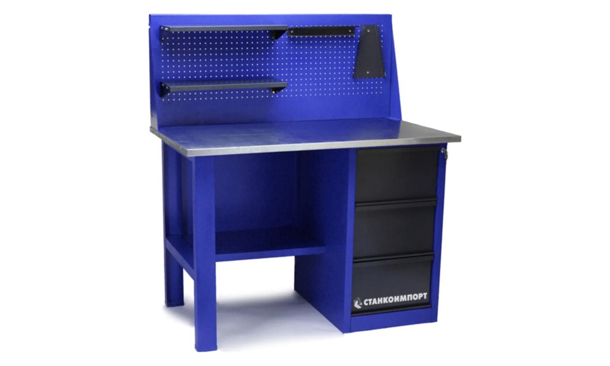  Стол для слесарных работ 1200 мм однотумбовый с 3-мя ящиками с экраном (0)