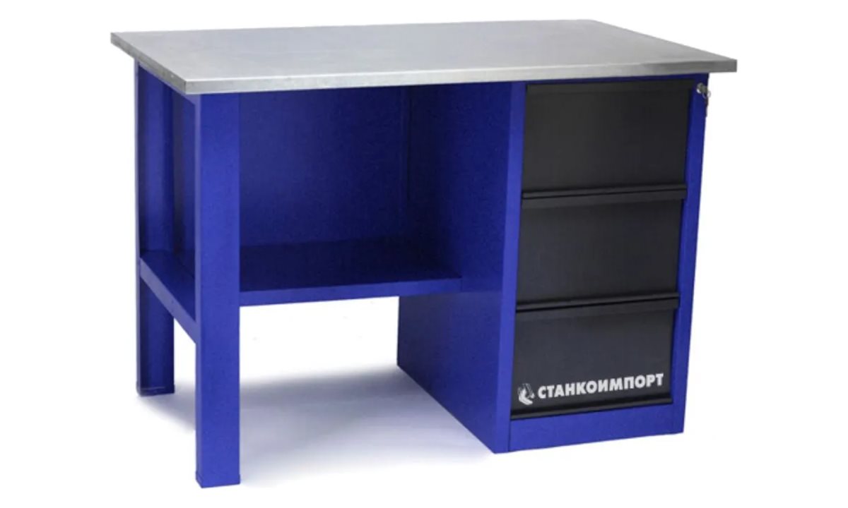  Стол для слесарных работ 1200 мм однотумбовый с 3-мя ящиками без экрана (0)