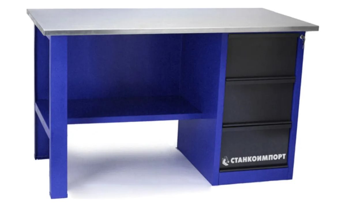  Стол для слесарных работ 1400 мм однотумбовый с 3-мя ящиками без экрана (0)