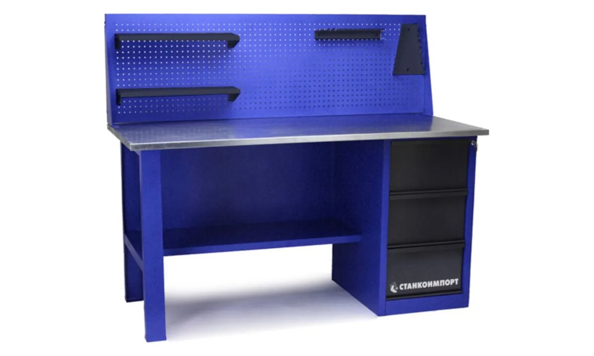  Стол для слесарных работ 1600 мм однотумбовый с 3-мя ящиками с экраном (0)