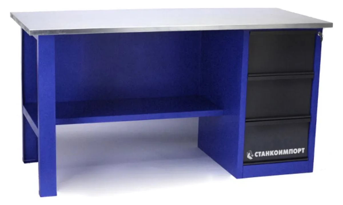  Стол для слесарных работ 1600 мм однотумбовый с 3-мя ящиками без экрана (0)