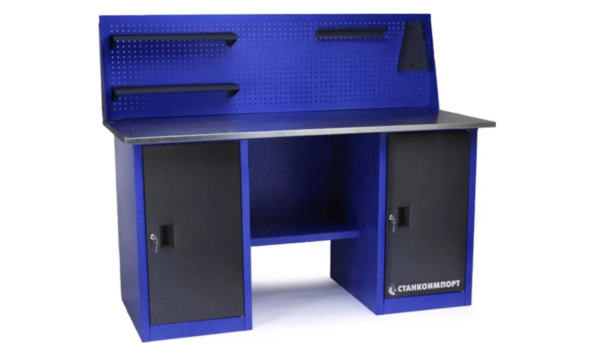  Стол для слесарных работ 1600 мм 2 тумбы с экраном (0)