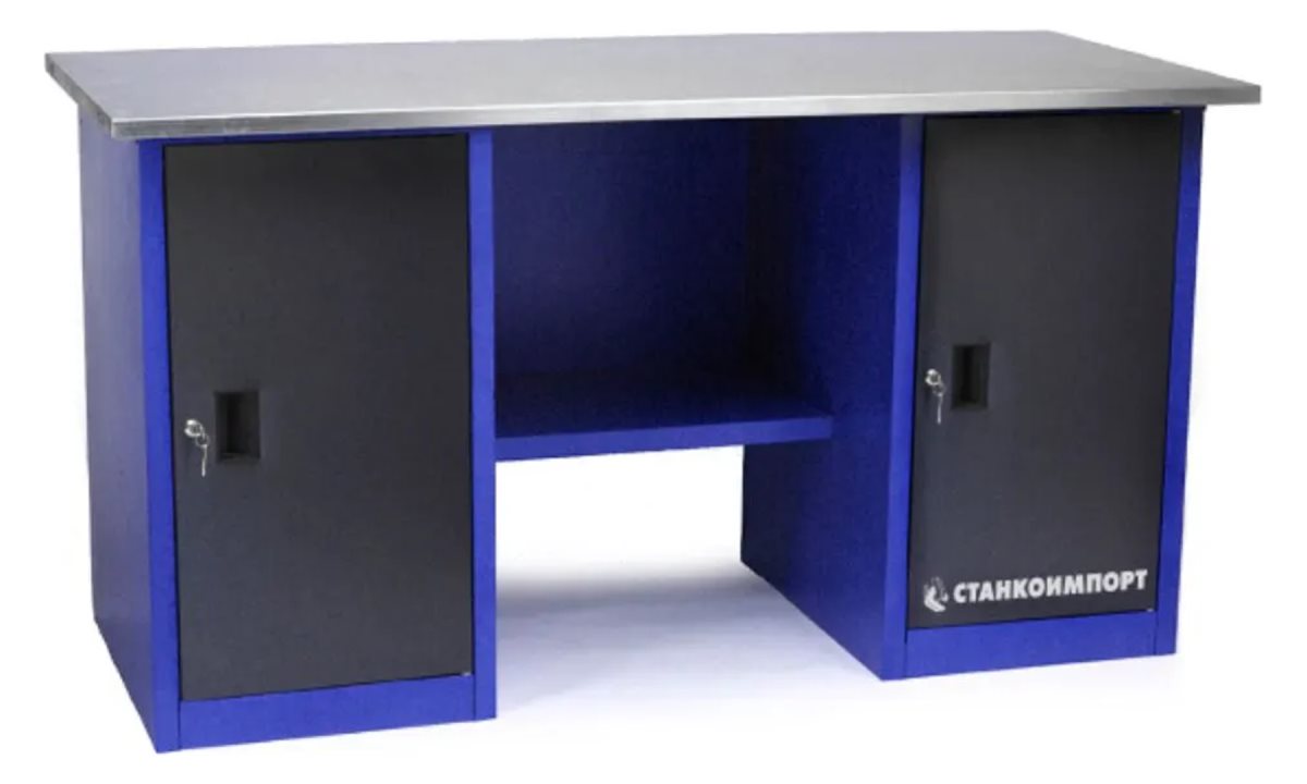  Стол для слесарных работ 1600 мм 2 тумбы без экрана (0)
