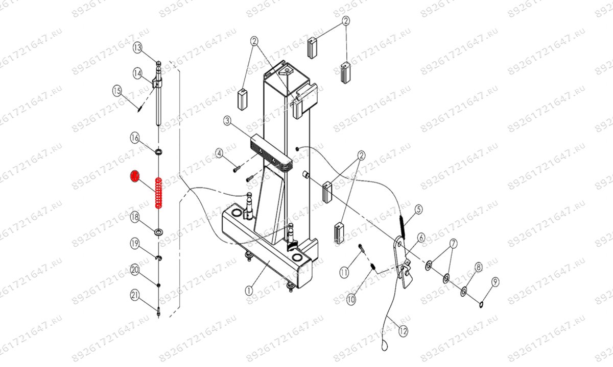  Пружина стопора лапы T4, T4Е, T4H, T4B, V2-4L, V2-4LH, V2-4LB, V2-5.5, V2-5.5L (0)