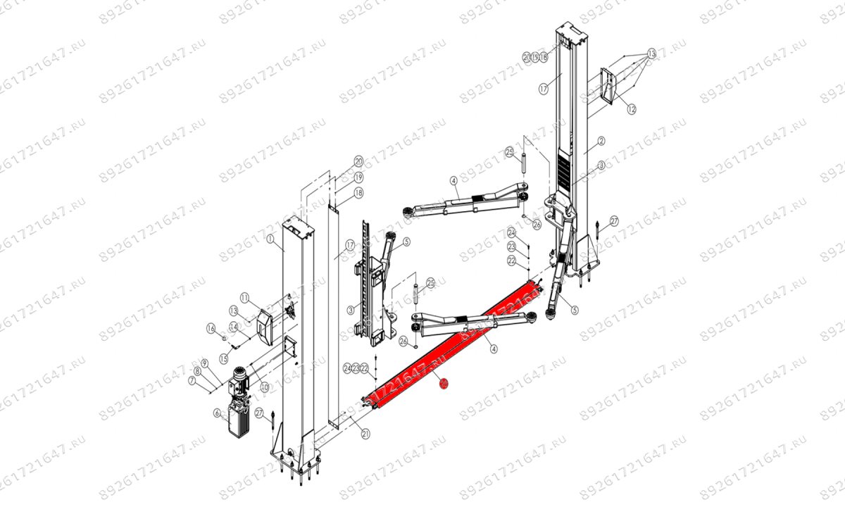  Переезд между стойками V2-5.5 RAL5005 (0)