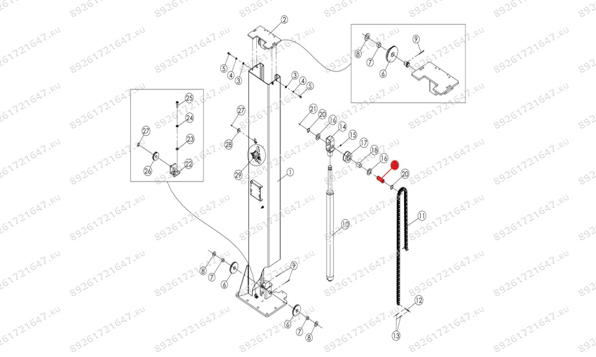  Палец ролика цепи V2-5.5, V2-5.5L (0)
