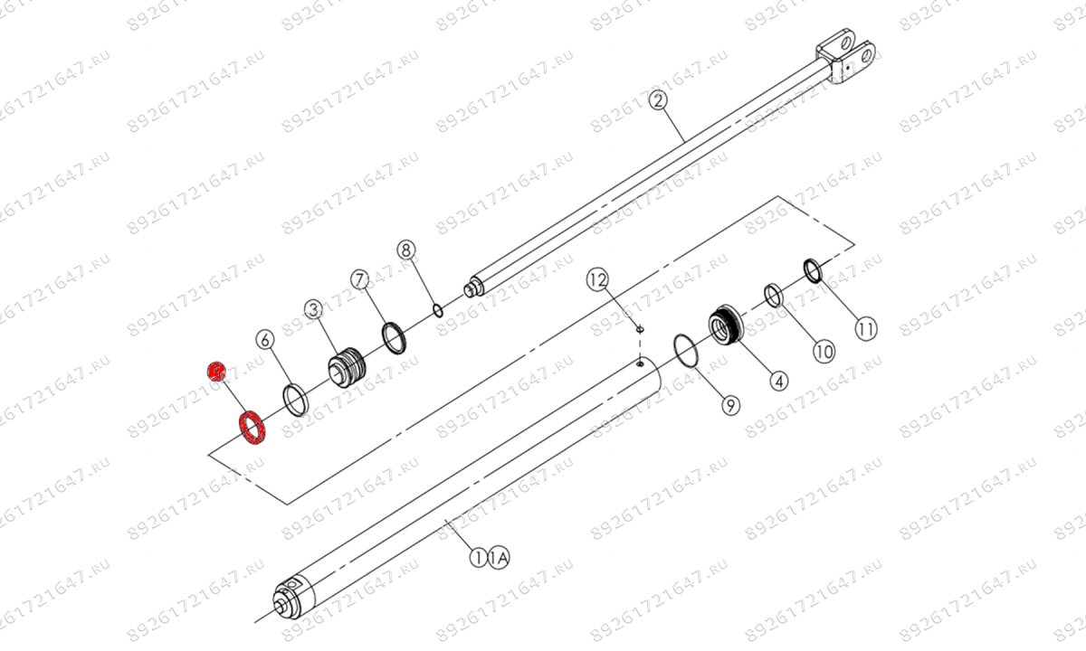  Уплотнительное кольцо поршня гидроцилиндра V2-5.5, V2-5.5L (0)