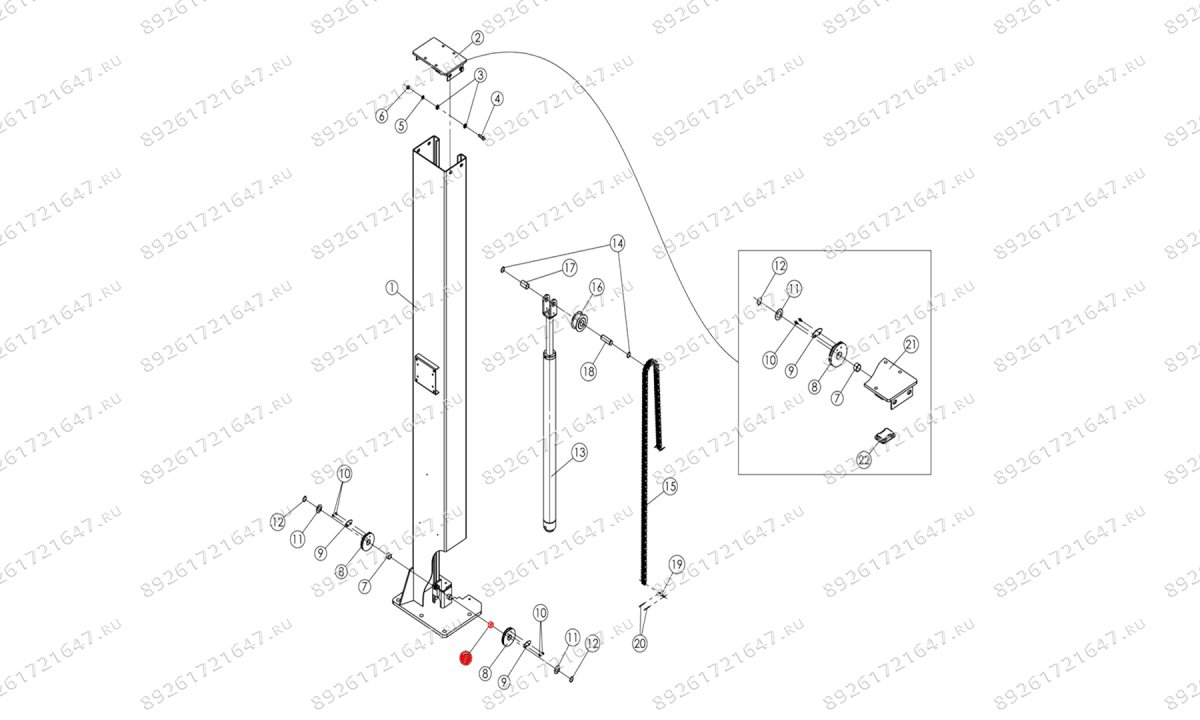  Втулка ролика троса синхронизации T4Е, T4, T4H, T4B, V2-4L, V2-4LH, V2-4LB (1)