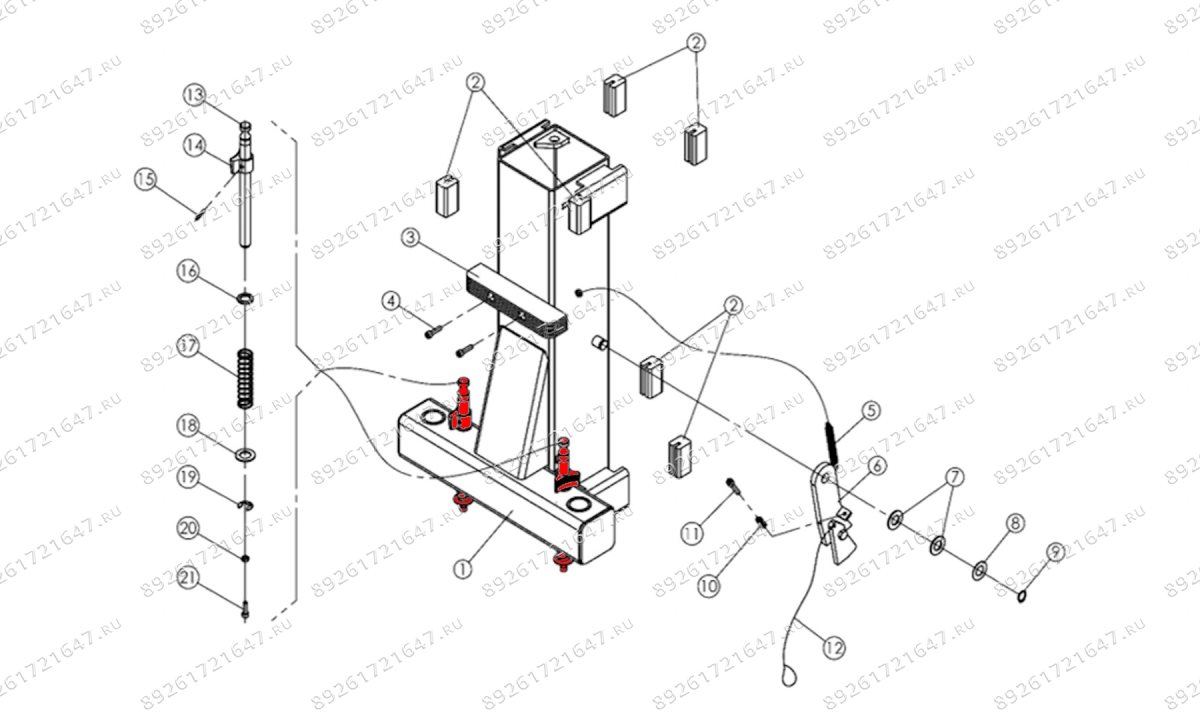  Стопор лапы в сборе старого образца T4, T4H, T4B, V2-4L, V2-4LH, V2-4LB, V2-5.5, V2-5.5L (1)