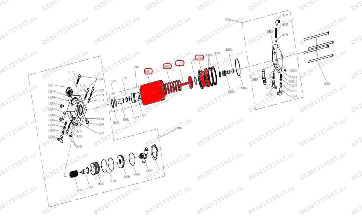  Внутренняя часть пневмонасоса в сборе (Oil pump assy) S50-3J (1)