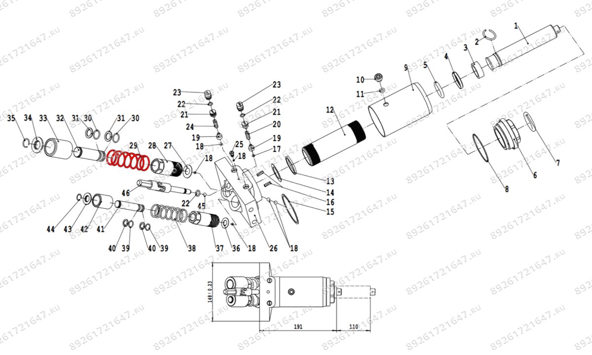  Пружина плунжера V3, V3LP (Plunger spring d37.5mm x 100mm) (1)