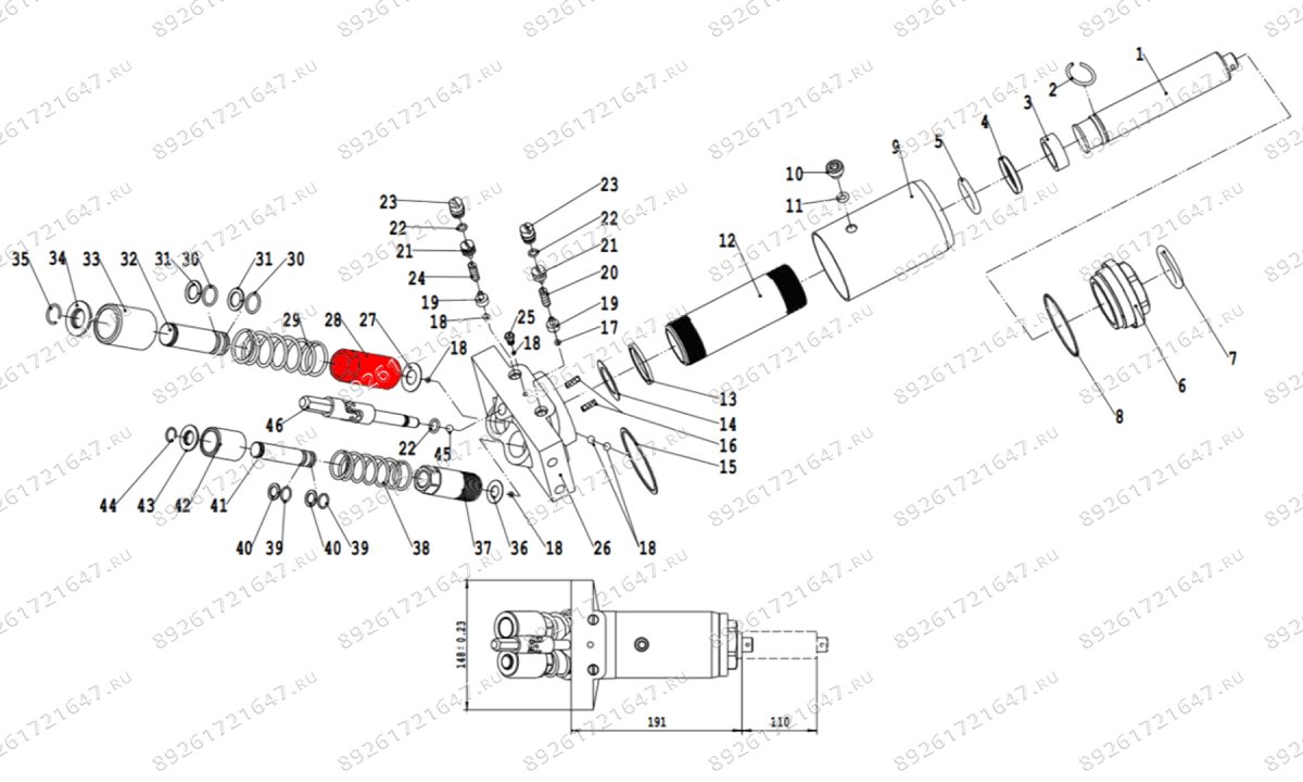  Цилиндр плунжера V3, V3LP (Plunger cylinder d22mm) (1)
