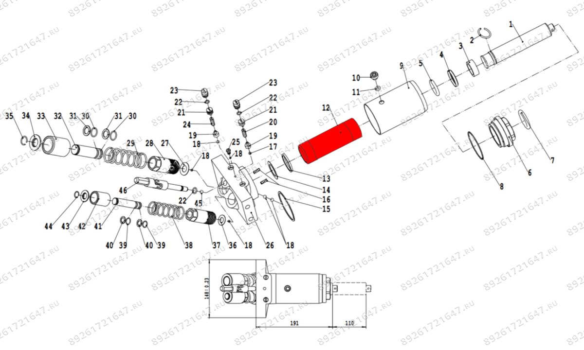  Цилиндр силовой V3, V3LP (Power cylinder d45mm) (1)