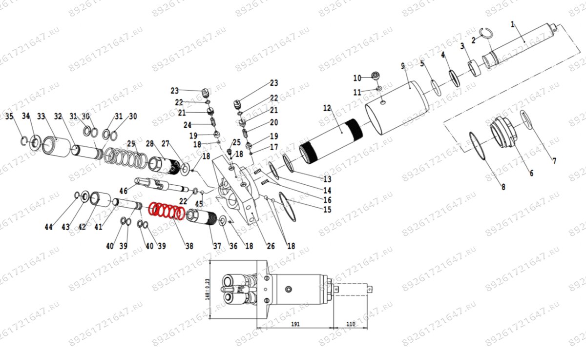  Пружина плунжера V3, V3LP (Plunger spring d33.5mm x 100mm) (1)