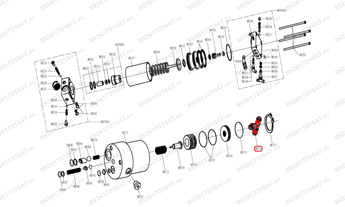  Фитинг цанговый тройной клапана слива масла S30-2EL, S40-2EL (0)