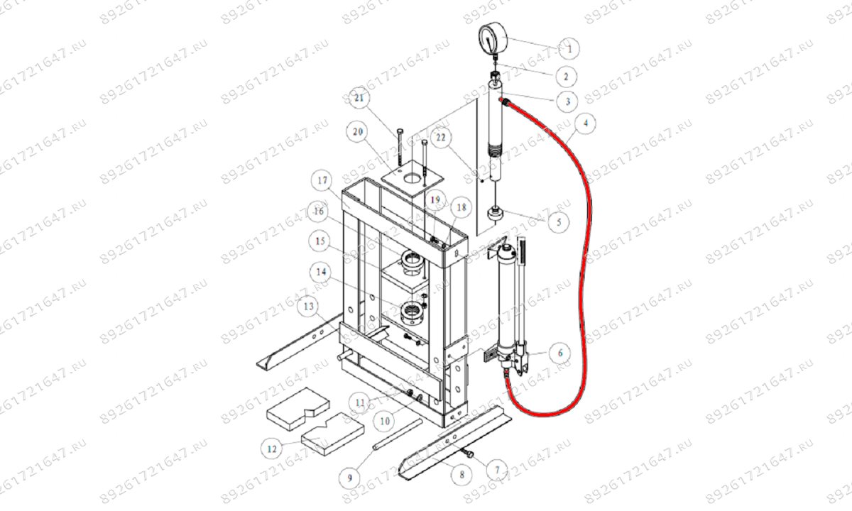  Шланг гидравлический (Hydraulic Hose п.4) HJ0802.5005, HJ0802.7016 (1)